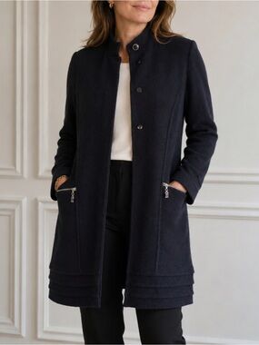 Vintage St. John Black Wool Blend  Coat  Size 6 Long Blazer